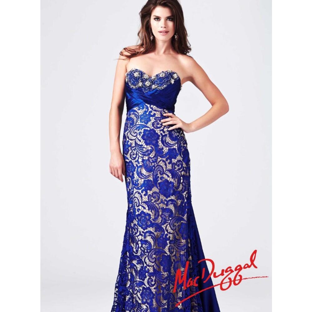Mac Duggal Couture Prom Evening Gown in Sapphire 78439M‎
